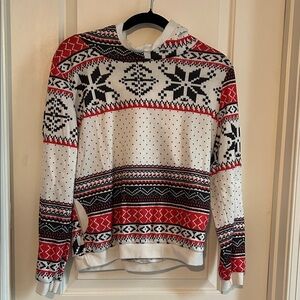 Festive Red and White Patterned Hoodie